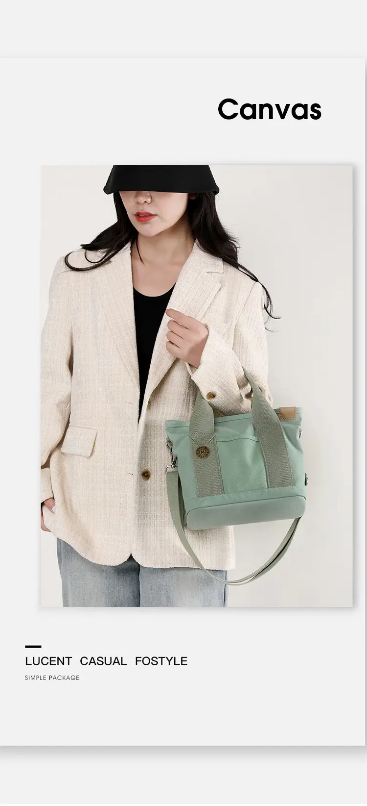 Blue Canvas Crossbody Bag for Women with Large Capacity — feature 13