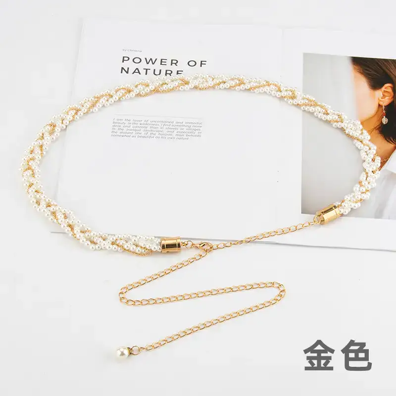 Gold Pearl Chain Belt for Women Fashion Wear