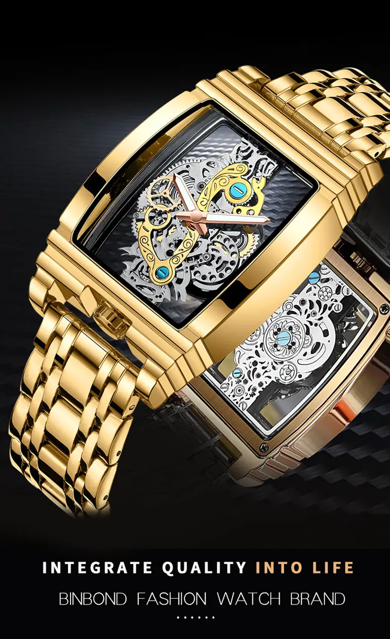 Men's Tourbillon Leather Watch with Gold Mechanism — feature 17