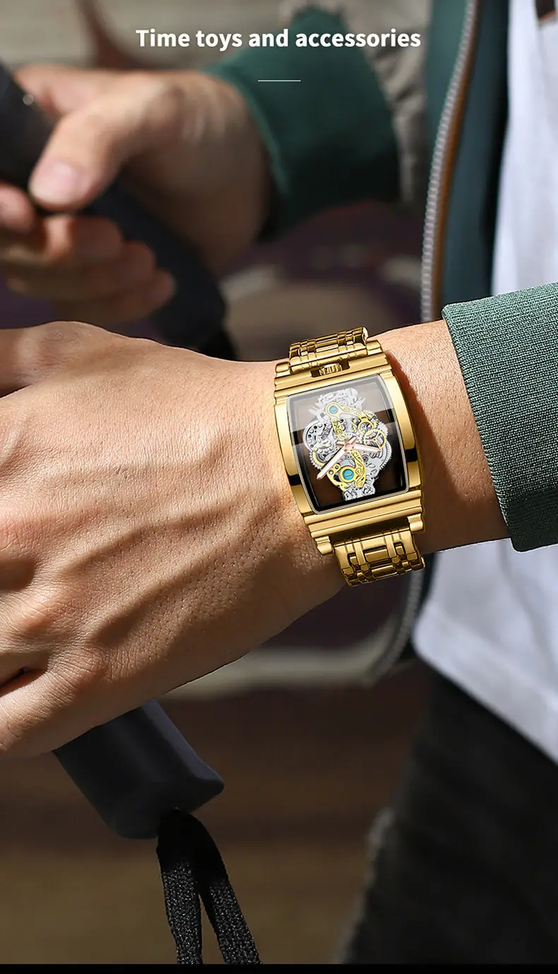 Men's Tourbillon Leather Watch with Gold Mechanism — feature 19