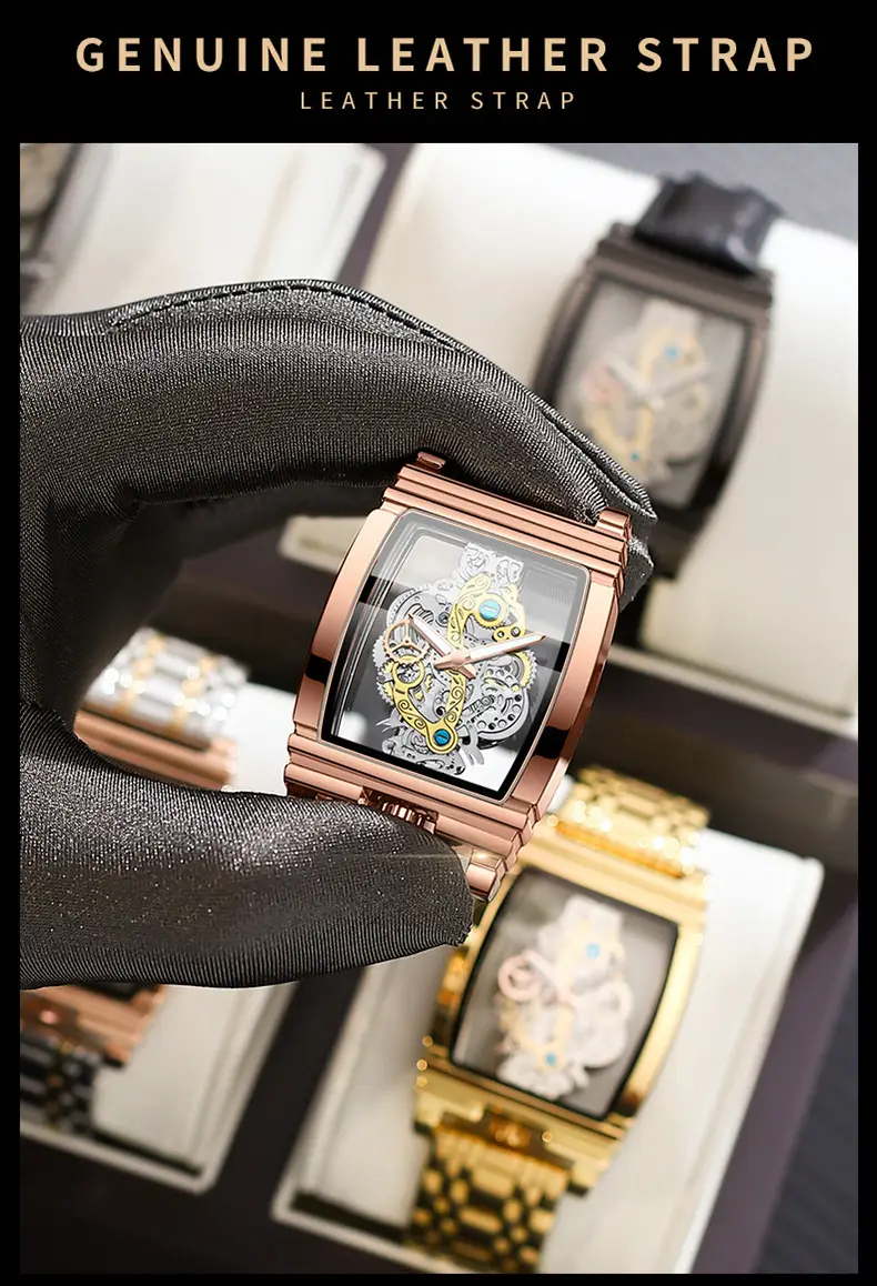 Men's Tourbillon Leather Watch with Gold Mechanism — feature 22