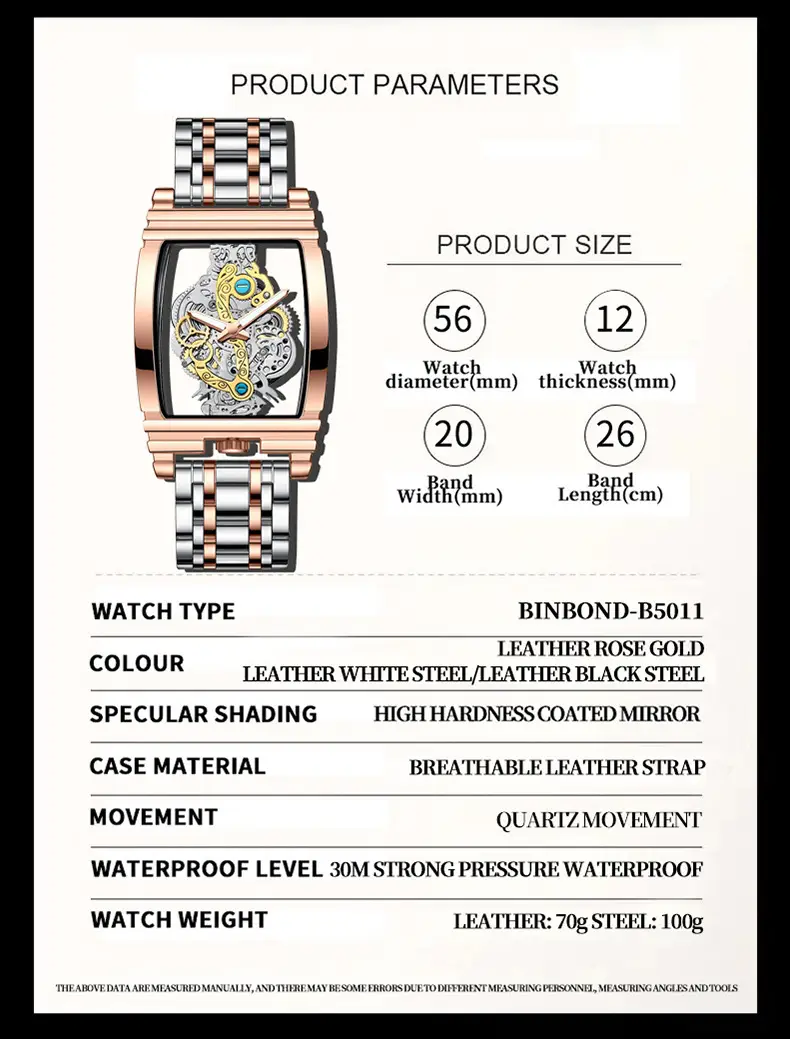 Men's Tourbillon Leather Watch with Gold Mechanism — feature 23