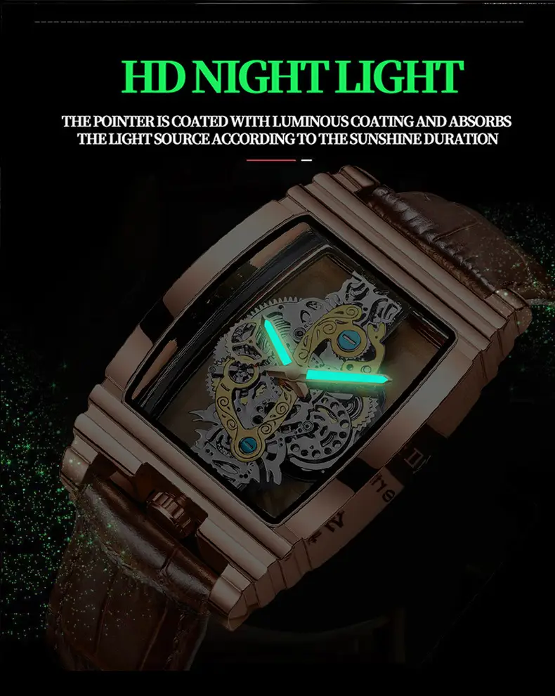 Men's Tourbillon Leather Watch with Gold Mechanism — feature 26