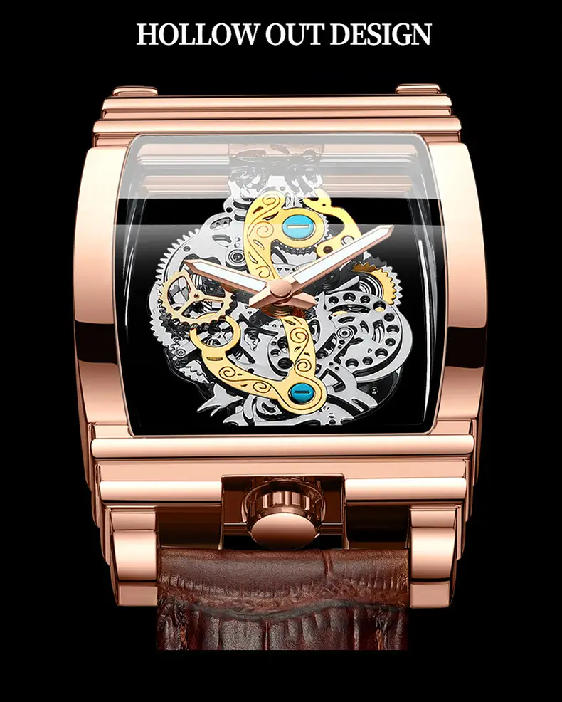 Men's Tourbillon Leather Watch with Gold Mechanism — feature 27