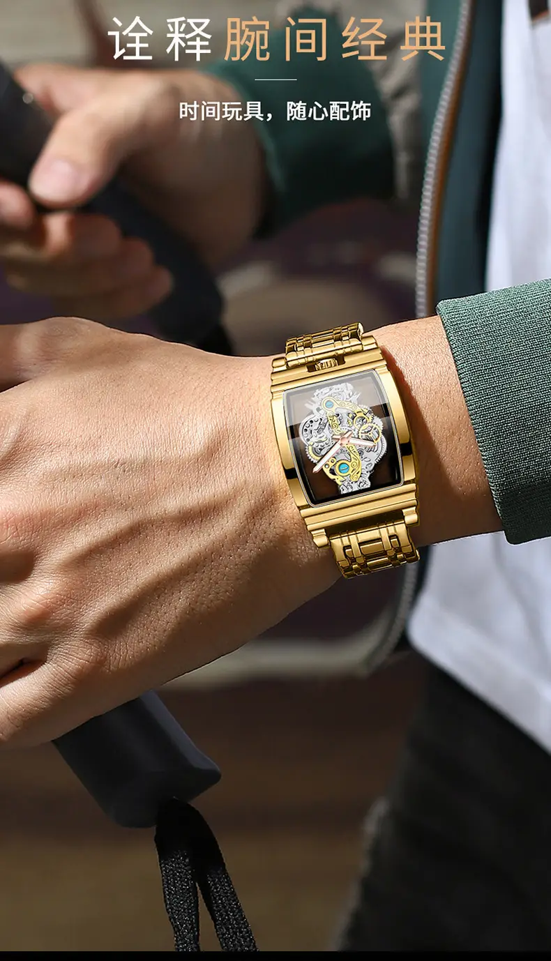 Men's Tourbillon Leather Watch with Gold Mechanism — feature 6