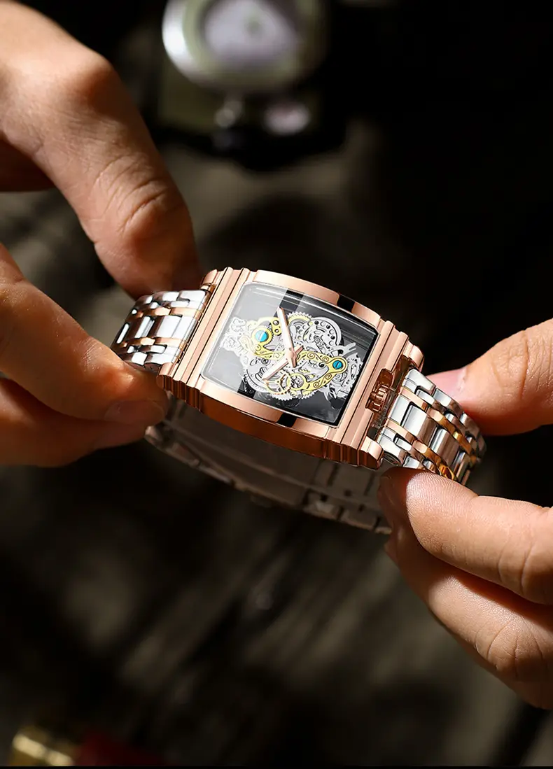Men's Tourbillon Leather Watch with Gold Mechanism — feature 7