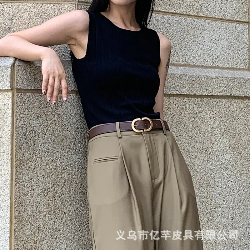 Women Brown Leather Belt with Gold Buckle Wholesale β feature 10