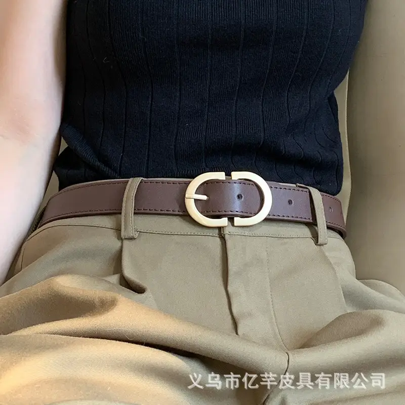 Women Brown Leather Belt with Gold Buckle Wholesale β feature 12