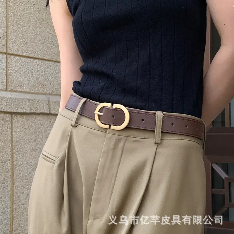 Women Brown Leather Belt with Gold Buckle Wholesale β feature 13