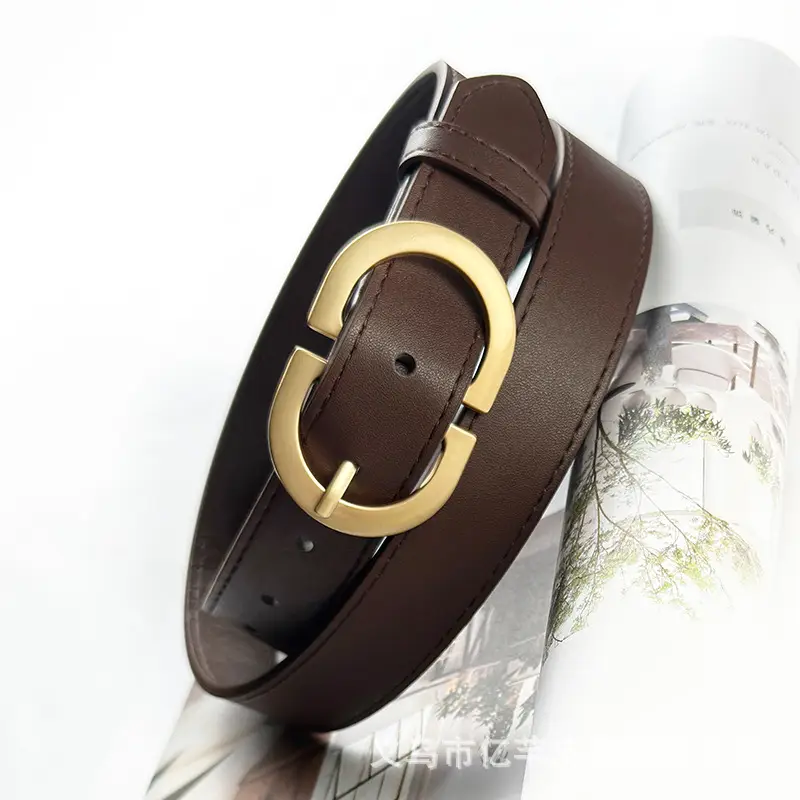 Women Brown Leather Belt with Gold Buckle Wholesale β feature 3