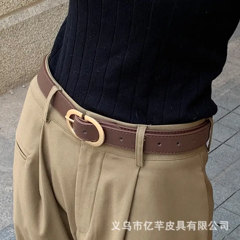 Women Brown Leather Belt with Gold Buckle Wholesale β feature 8