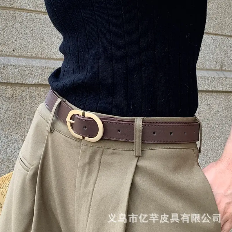Women Brown Leather Belt with Gold Buckle Wholesale β feature 9