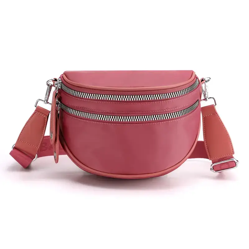 Trendy Women's Saddle Crossbody Bag with Red Trim - Image 6