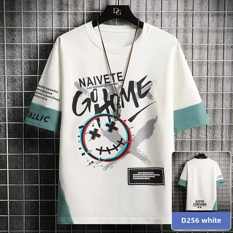 Korean Style White Black Graphic Shorts Suit - Image 22