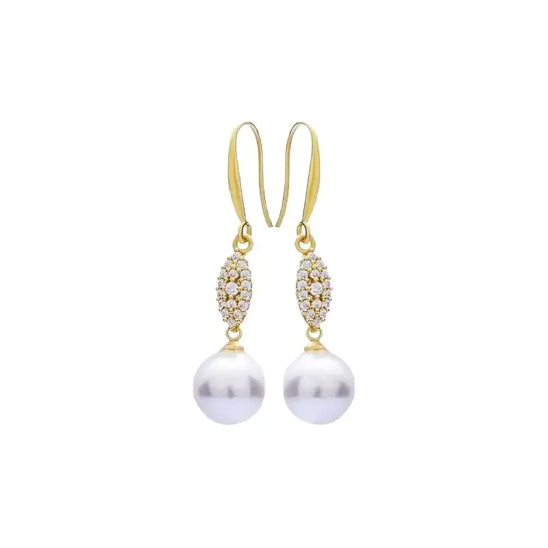 Korean Women's Zircon Light Earrings with Pearl Hooks