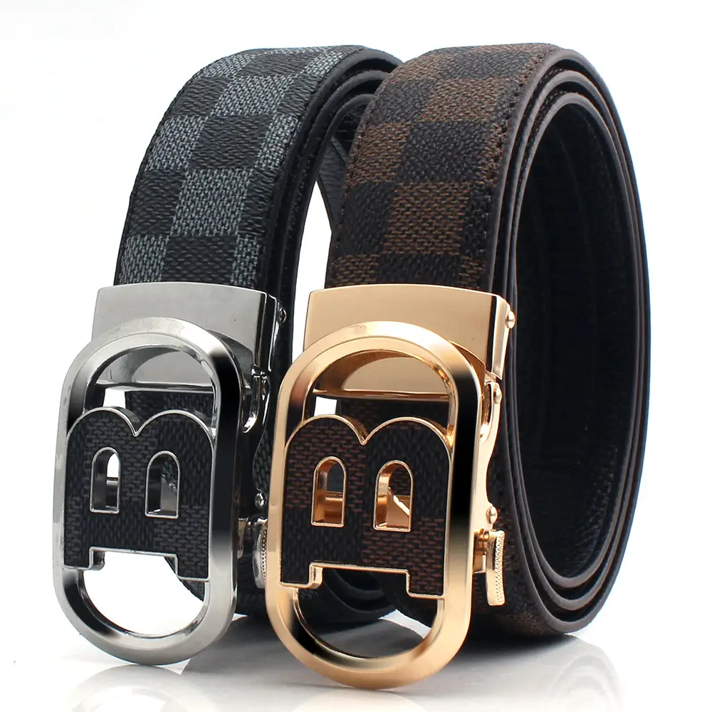 Hongsheng Classic Square Plaid Leather Belt - Image 5