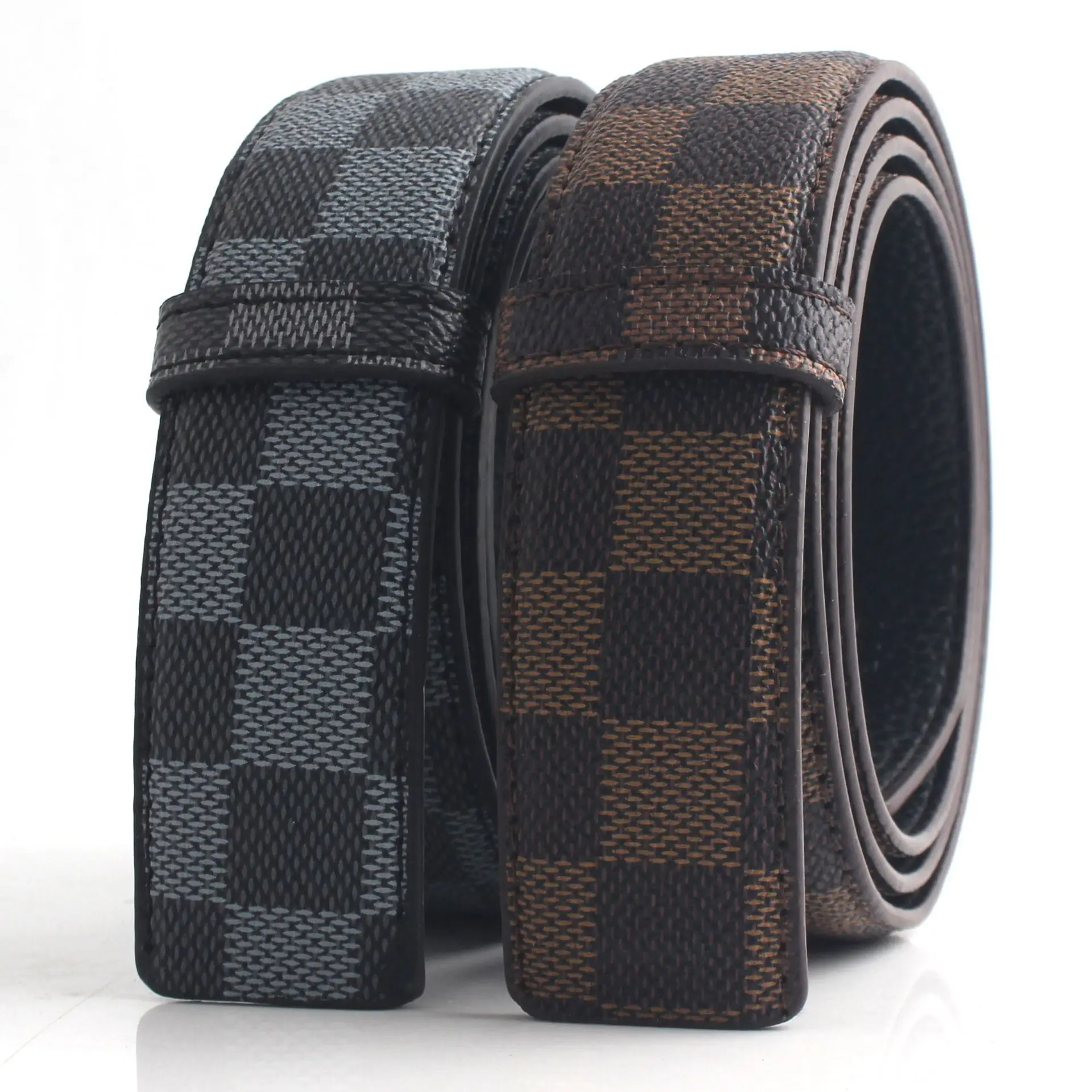 Hongsheng Classic Square Plaid Leather Belt - Image 6