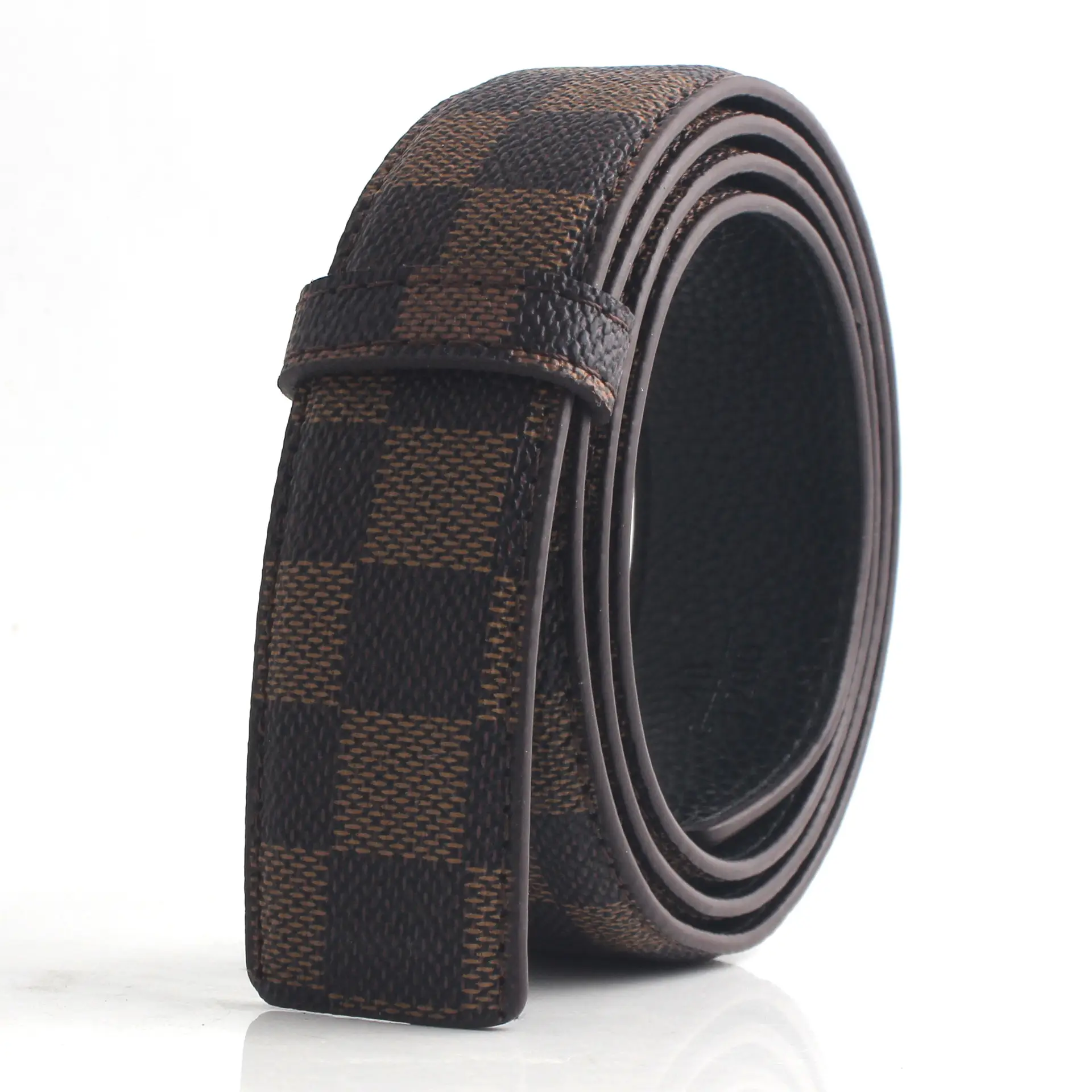 Hongsheng Classic Square Plaid Leather Belt