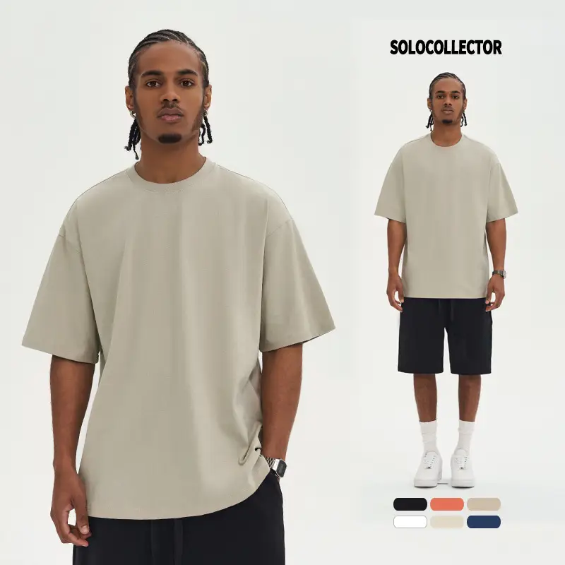 Men White Cotton T-Shirt Short Sleeve 220G - Image 7