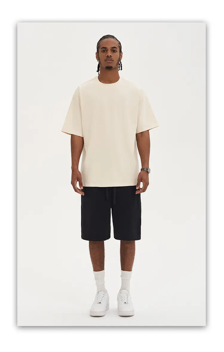 Men White Cotton T-Shirt Short Sleeve 220G — feature 23