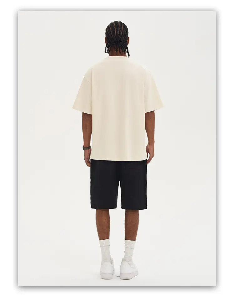 Men White Cotton T-Shirt Short Sleeve 220G — feature 24