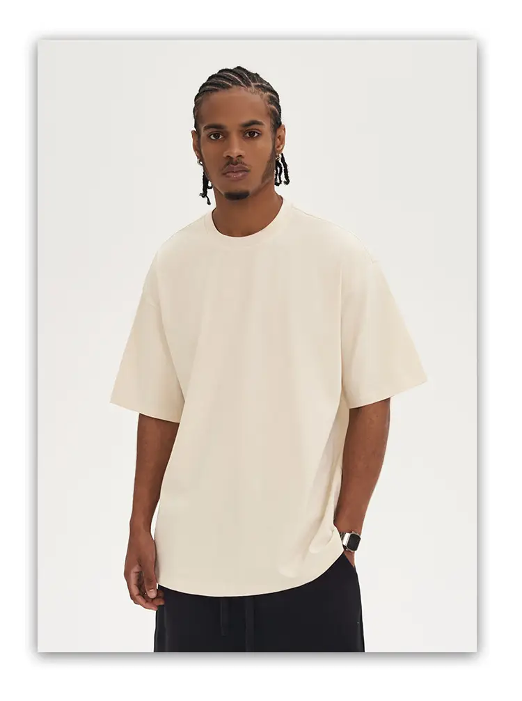 Men White Cotton T-Shirt Short Sleeve 220G — feature 25