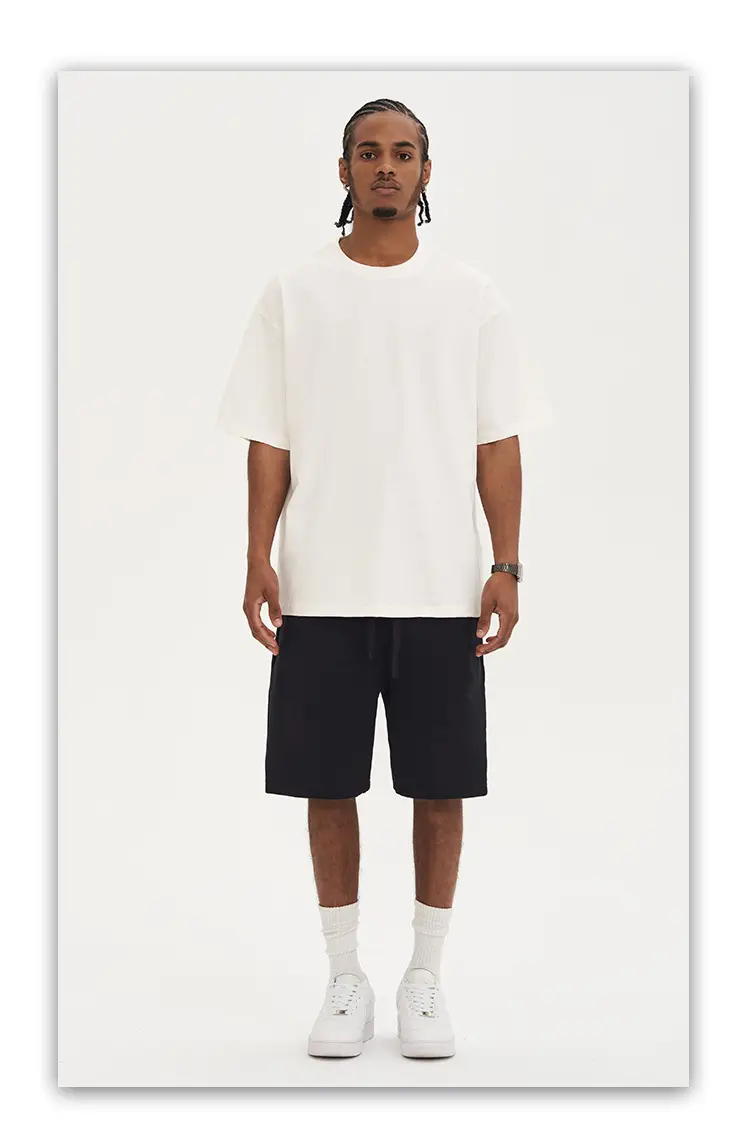 Men White Cotton T-Shirt Short Sleeve 220G — feature 31