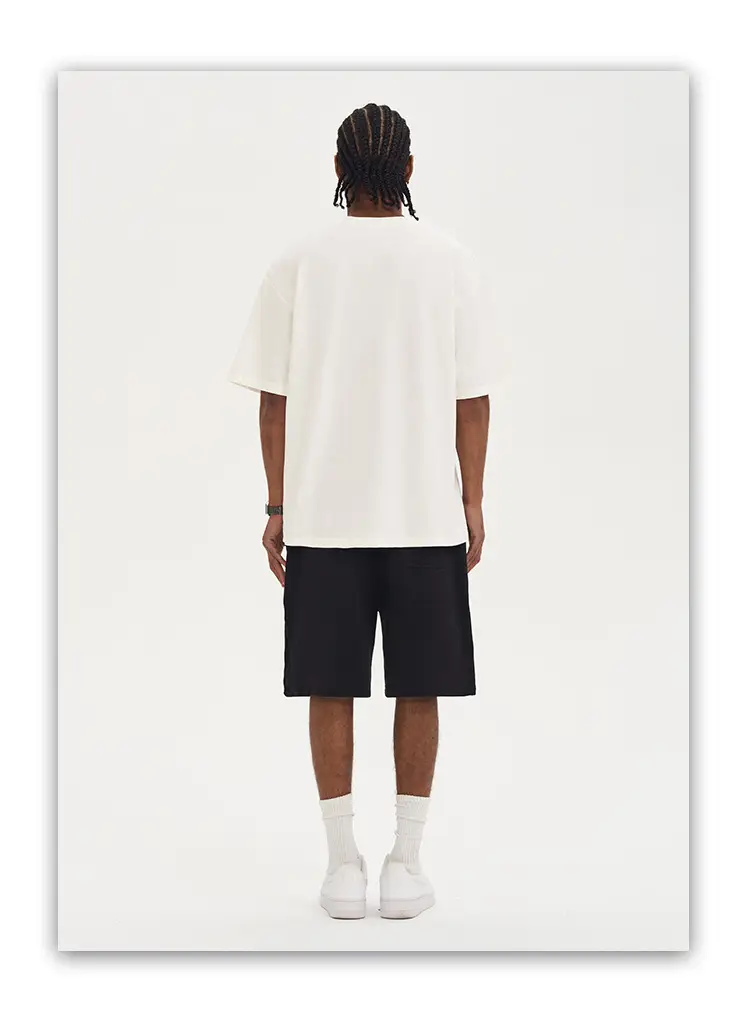 Men White Cotton T-Shirt Short Sleeve 220G — feature 32
