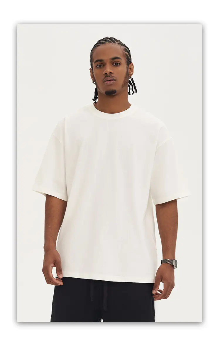 Men White Cotton T-Shirt Short Sleeve 220G — feature 34