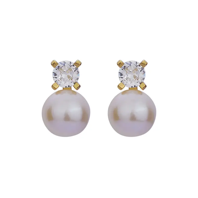 Natural Pearl Four Claw Diamonds Earrings for Women - Image 5