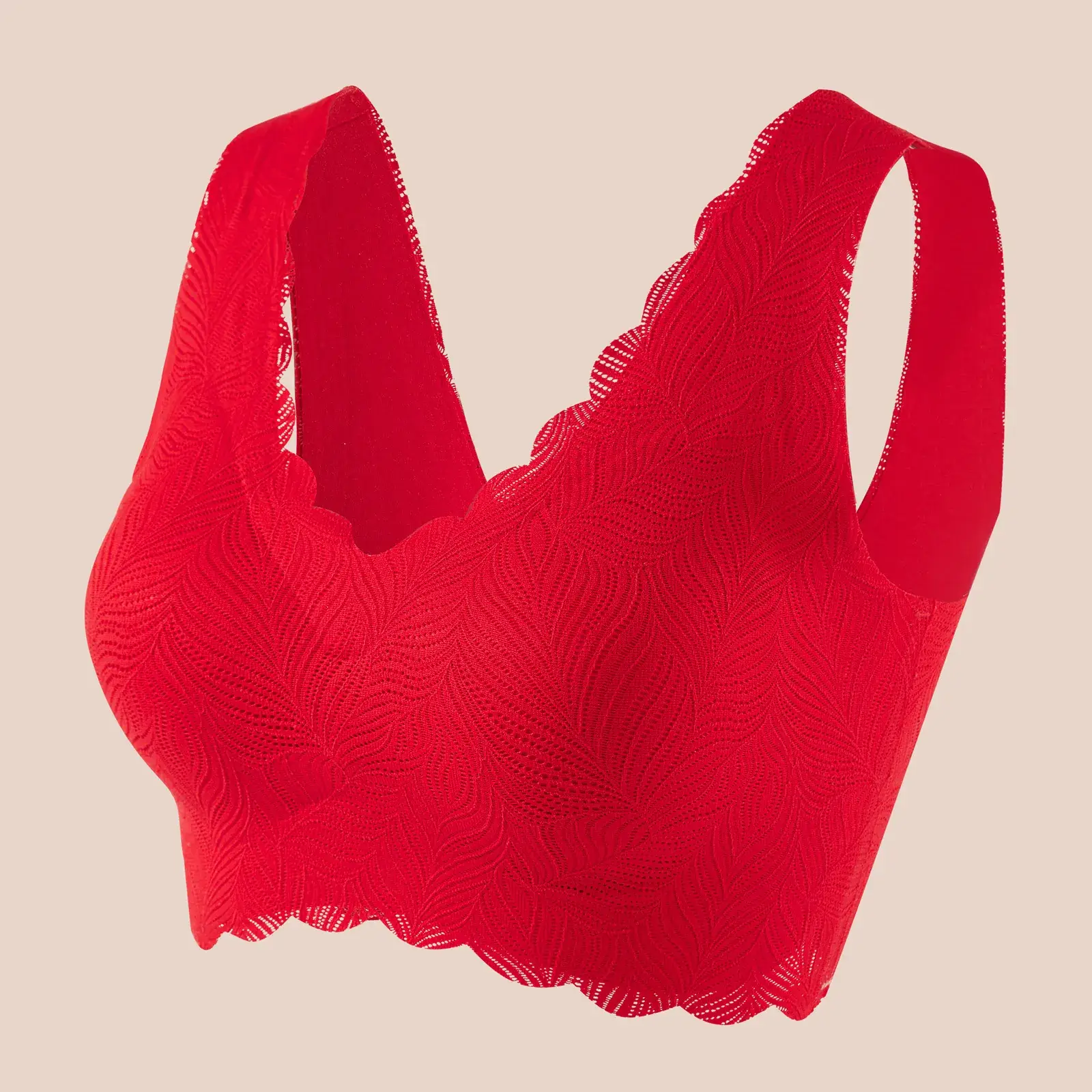 Red Traceless Underwear Women's Lace Bra