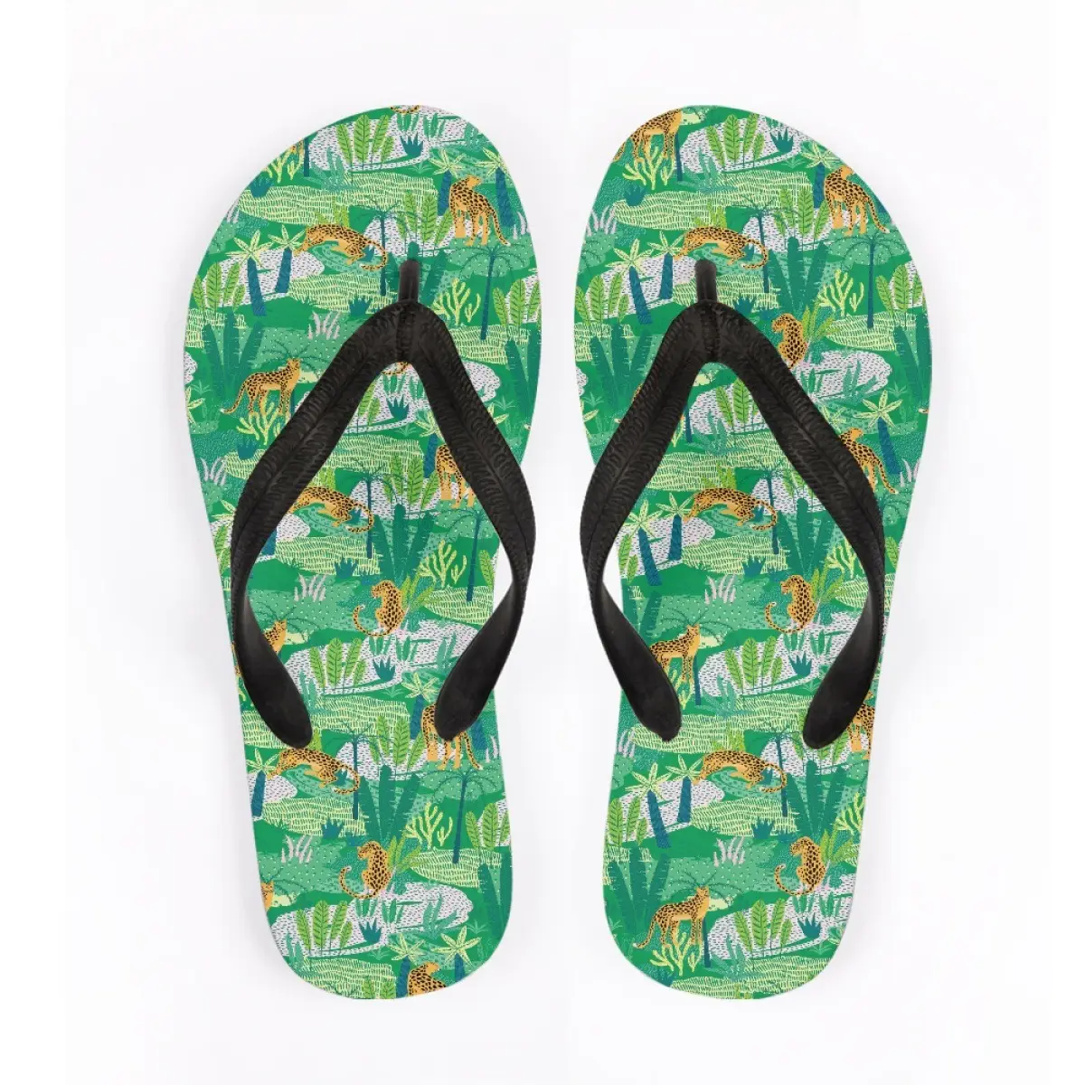 2023 Animal Cat Shark Pattern Flip Flops Green