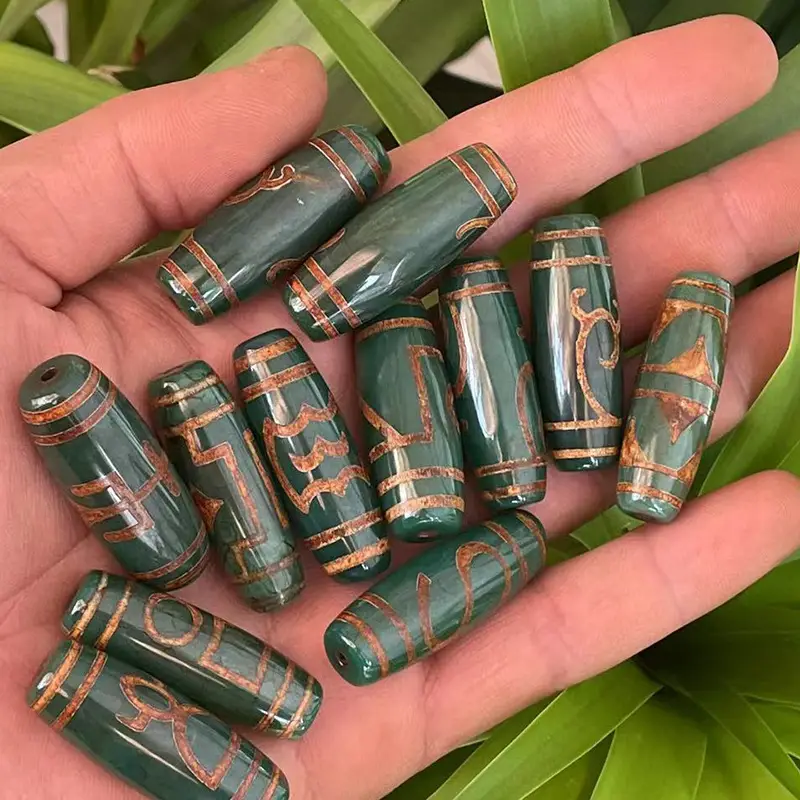 Natural Chrysoprase Agate 40mm Green Old Pattern - Image 2