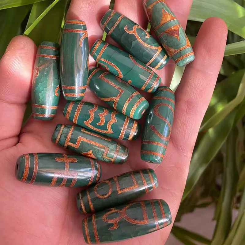 Natural Chrysoprase Agate 40mm Green Old Pattern - Image 3