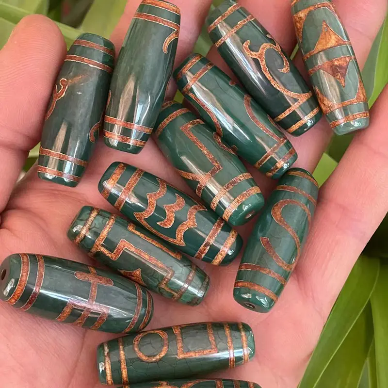 Natural Chrysoprase Agate 40mm Green Old Pattern - Image 4