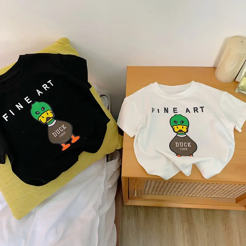 Boys Fine Art Duck T-Shirt Black White 2025