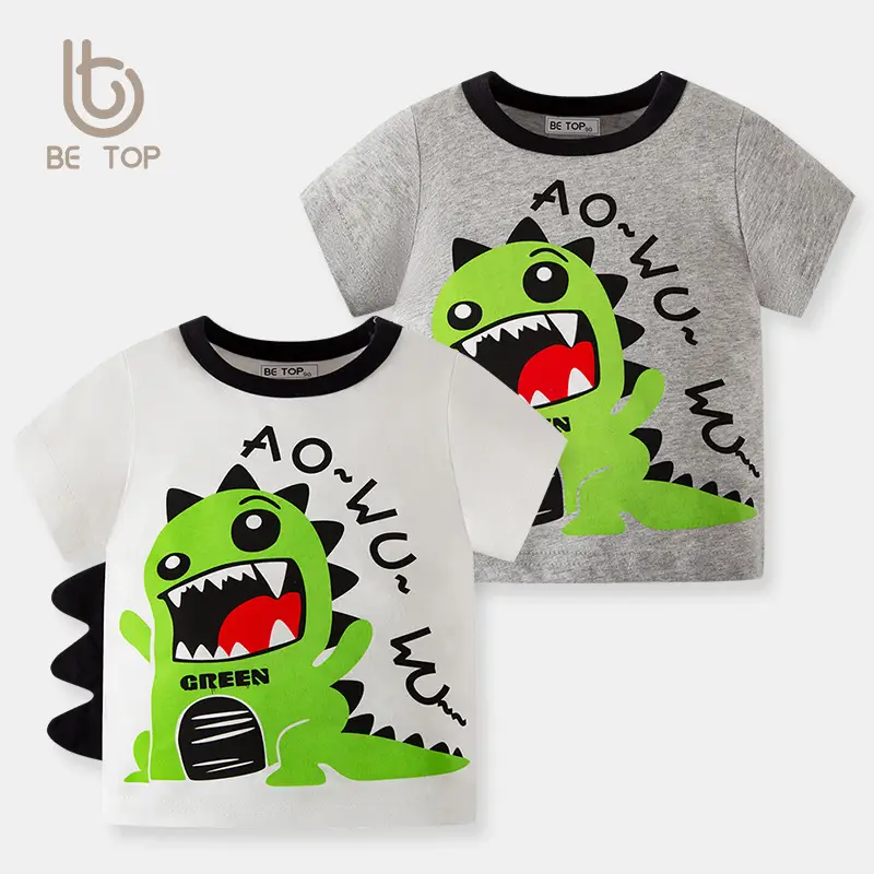 Kids Dinosaur Short Sleeve T-Shirt Green Boys - Image 3