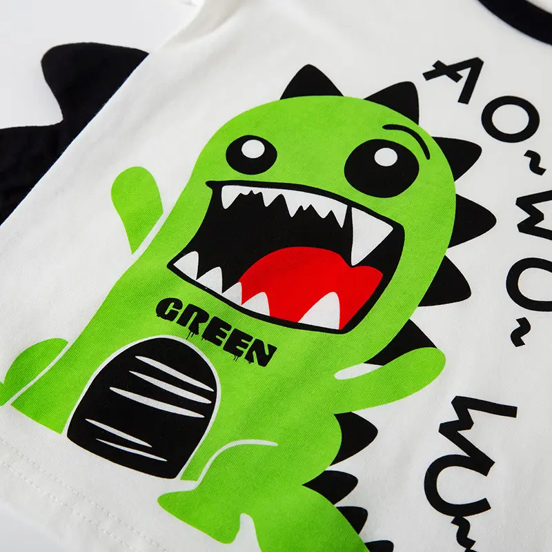 Kids Dinosaur Short Sleeve T-Shirt Green Boys - Image 5