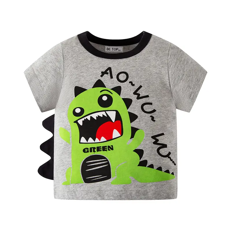 Kids Dinosaur Short Sleeve T-Shirt Green Boys - Image 2
