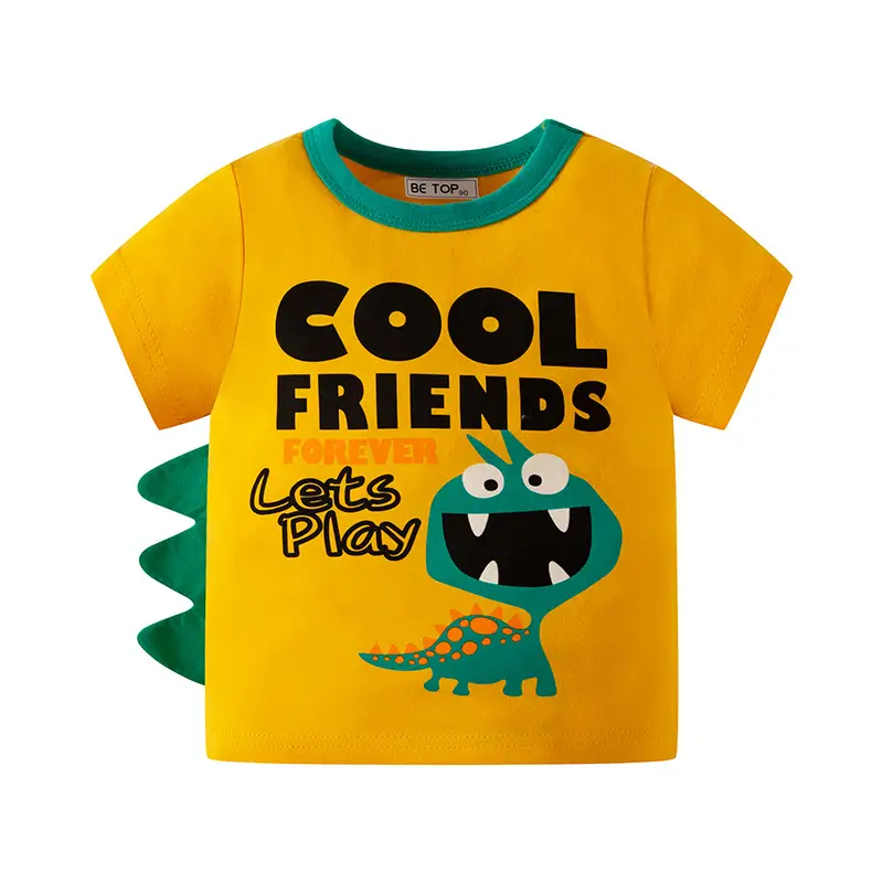 2026 Kids Cool Friends Dinosaur T-Shirt Pure Cotton Round Neck