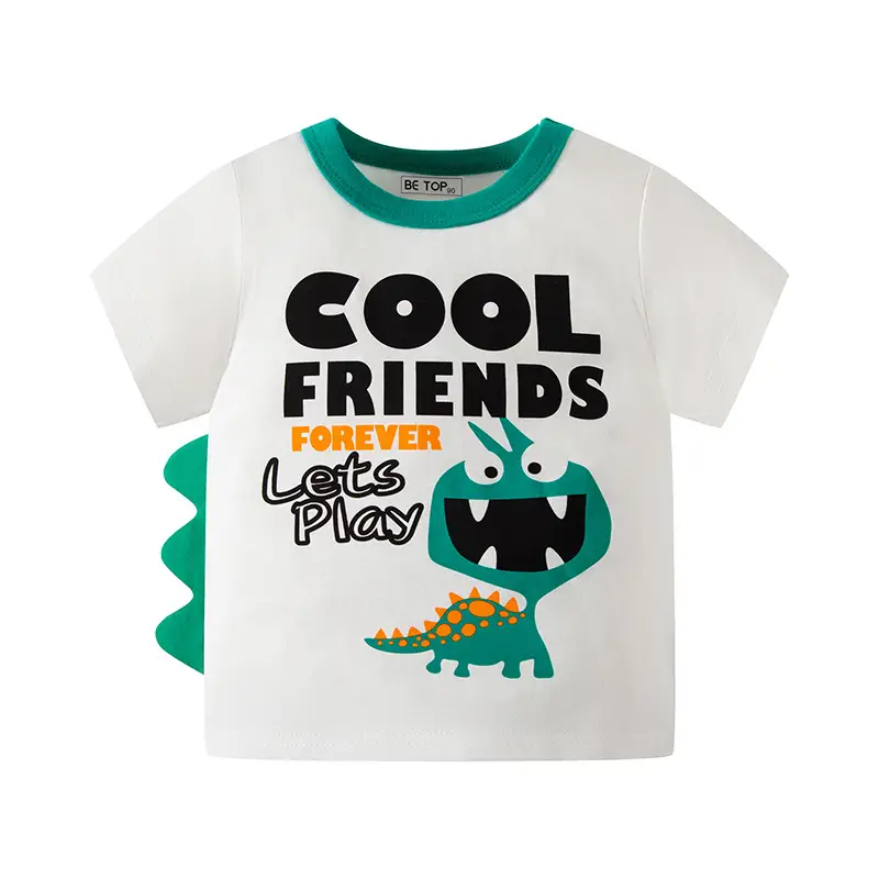 2026 Kids Cool Friends Dinosaur T-Shirt Pure Cotton Round Neck