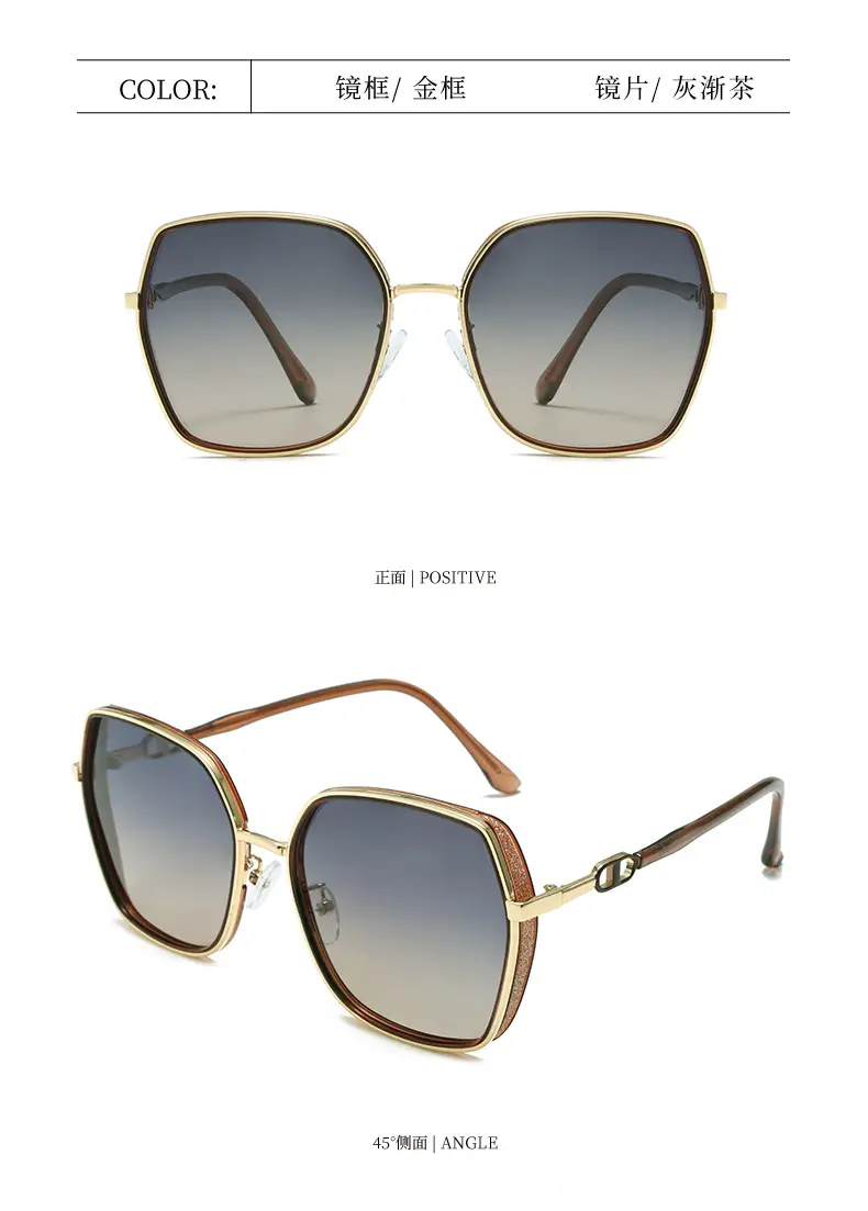 Women Polarized Anti-Ultraviolet Sunglasses Gold Frame — feature 12