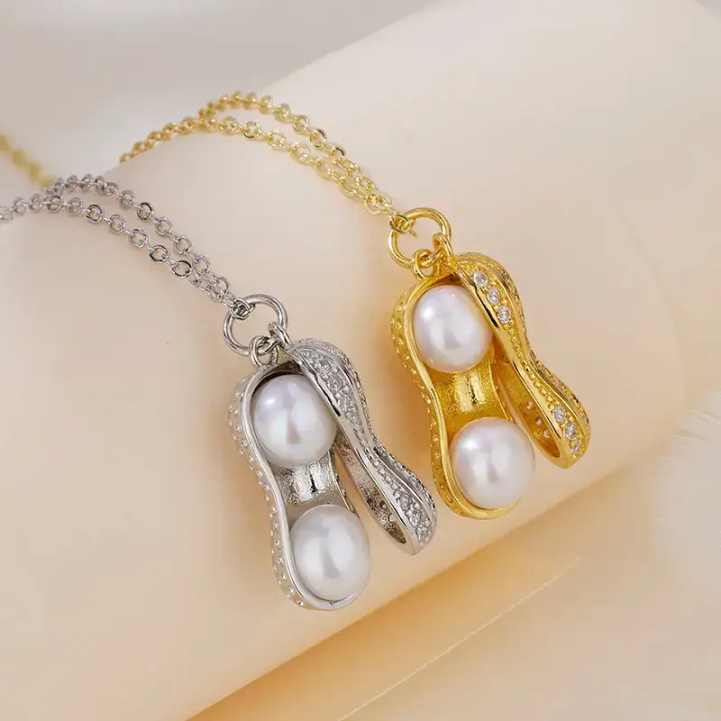 Japanese Korean Pearl Pendant Necklace Gold 2023 - Image 2