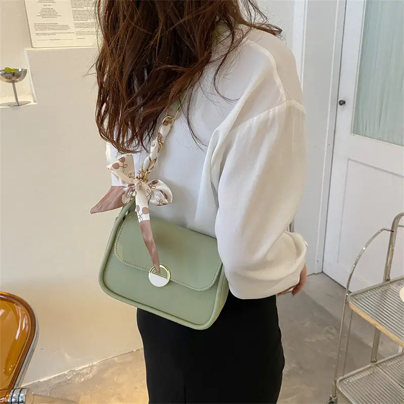 Black Silk Scarf Underarm Bag for Women