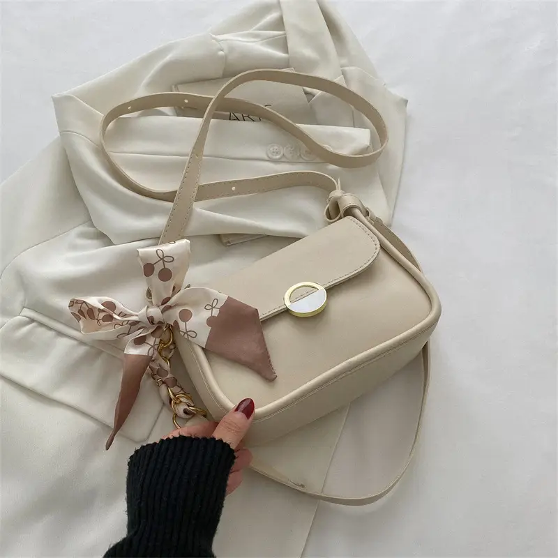 Black Silk Scarf Underarm Bag for Women