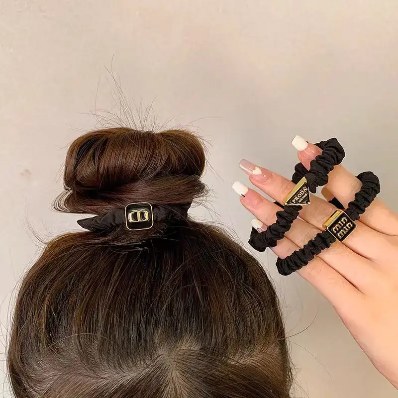 Vintage Black Rubber Hair Bands for Women - Image 9