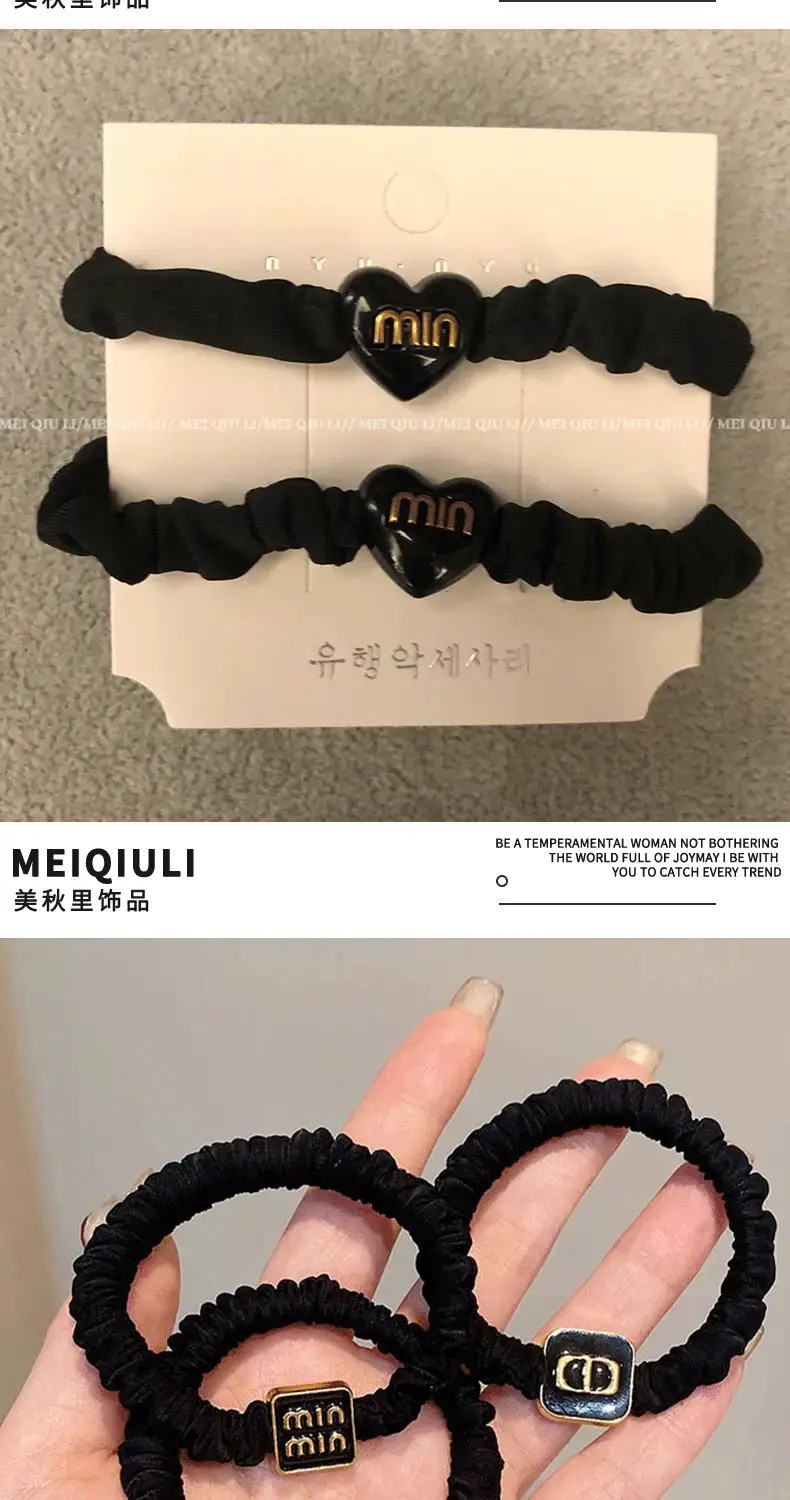Vintage Black Rubber Hair Bands for Women — feature 9