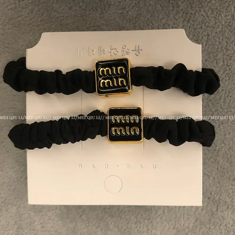 Vintage Black Rubber Hair Bands for Women - Image 3