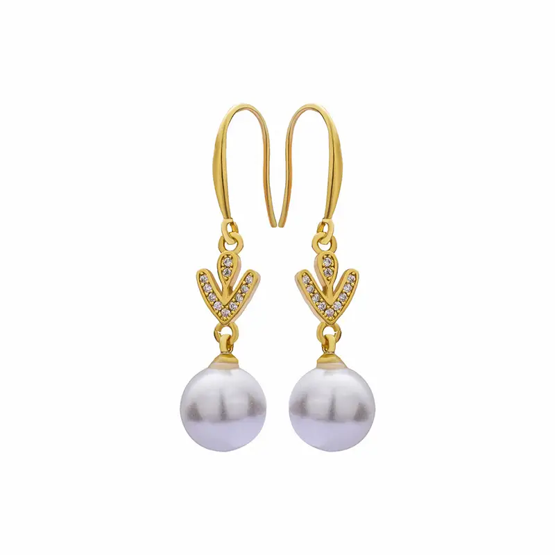 2023 French Style Pearl Earrings Gold Hook Hollow