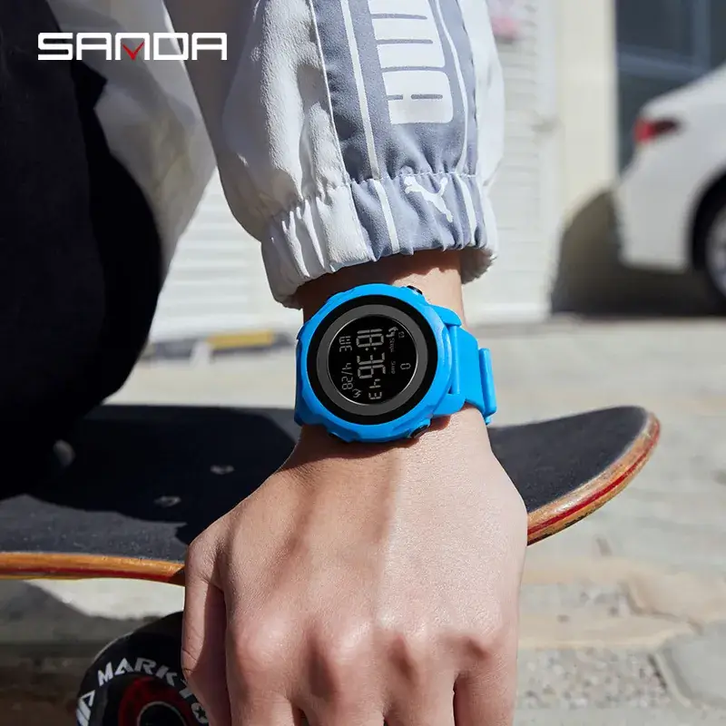 Sanda Blue Digital Pedometer Calorie Watch for Men Women - Image 8